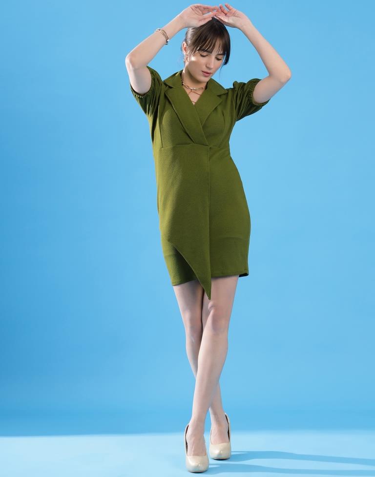 Mehandi Green Lycra Plain Bodycon Dress