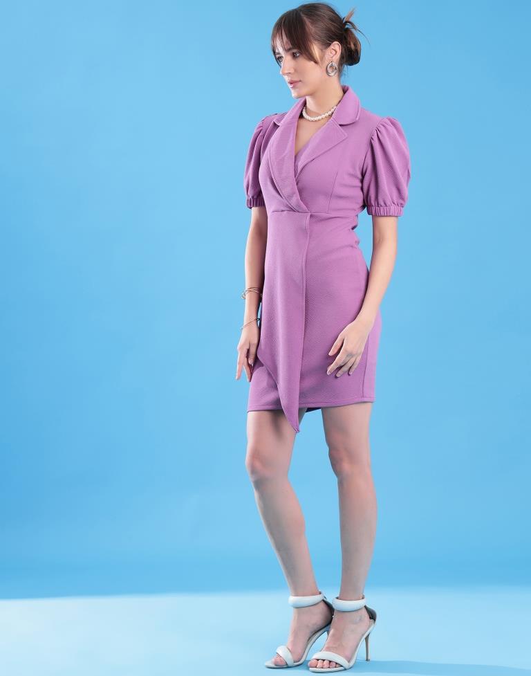 Lavender Lycra Plain Bodycon Dress