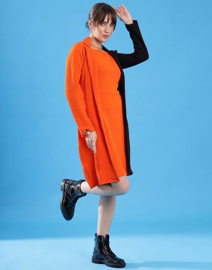 Orange Lycra Plain Dress