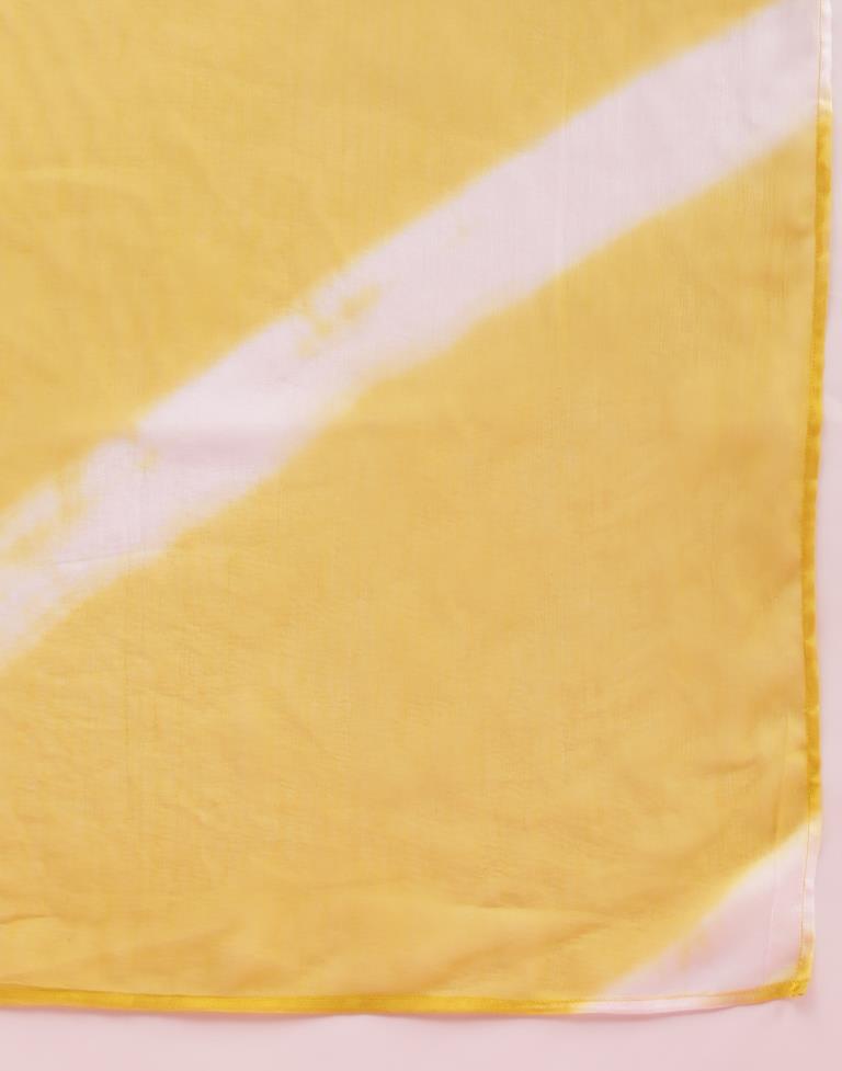 Yellow Silk A-line Kurta With Pant And Dupatta