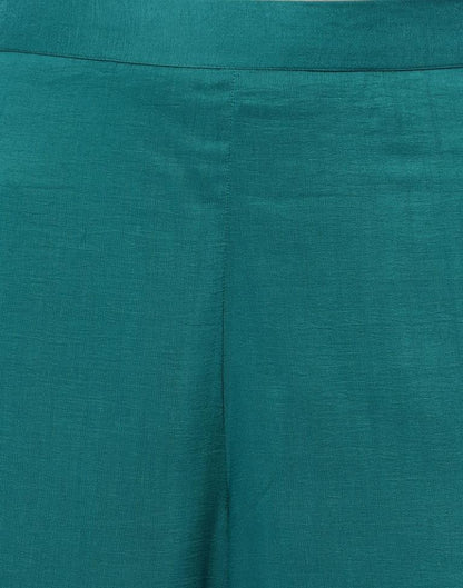 Rama Green Embroidery Chinnon Straight Kurta With Pant And Dupatta