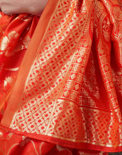Orange Silk Plain Saree