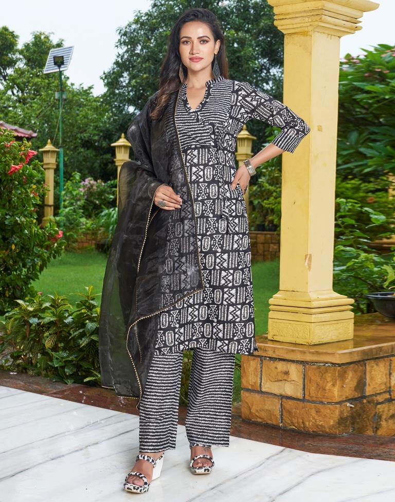 Black cotton straight kurta sale