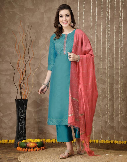 Rama Kurti With Pant And Dupatta