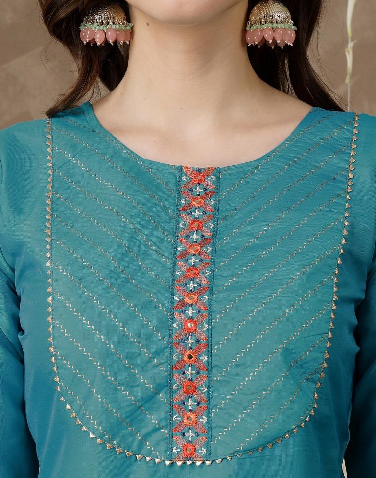 Rama Kurti With Pant And Dupatta