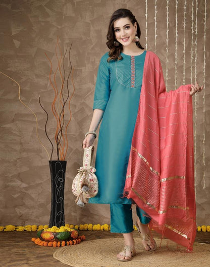 Rama Kurti With Pant And Dupatta