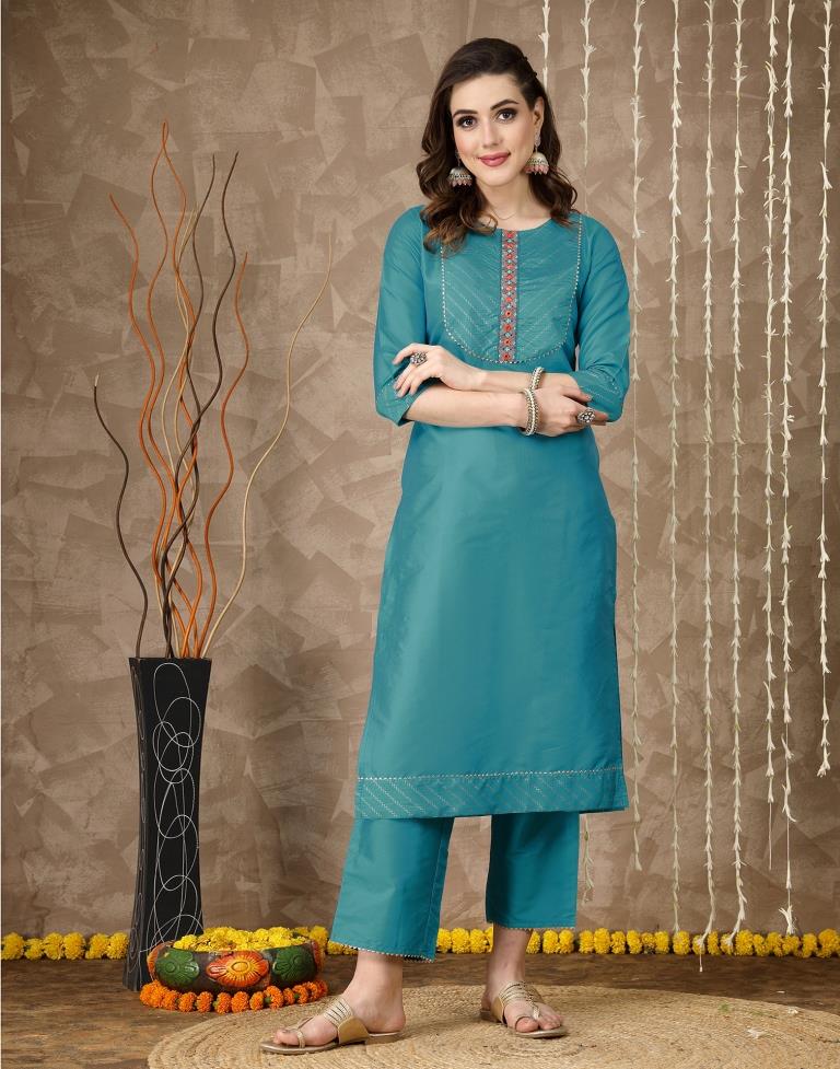 Rama Kurti With Pant And Dupatta