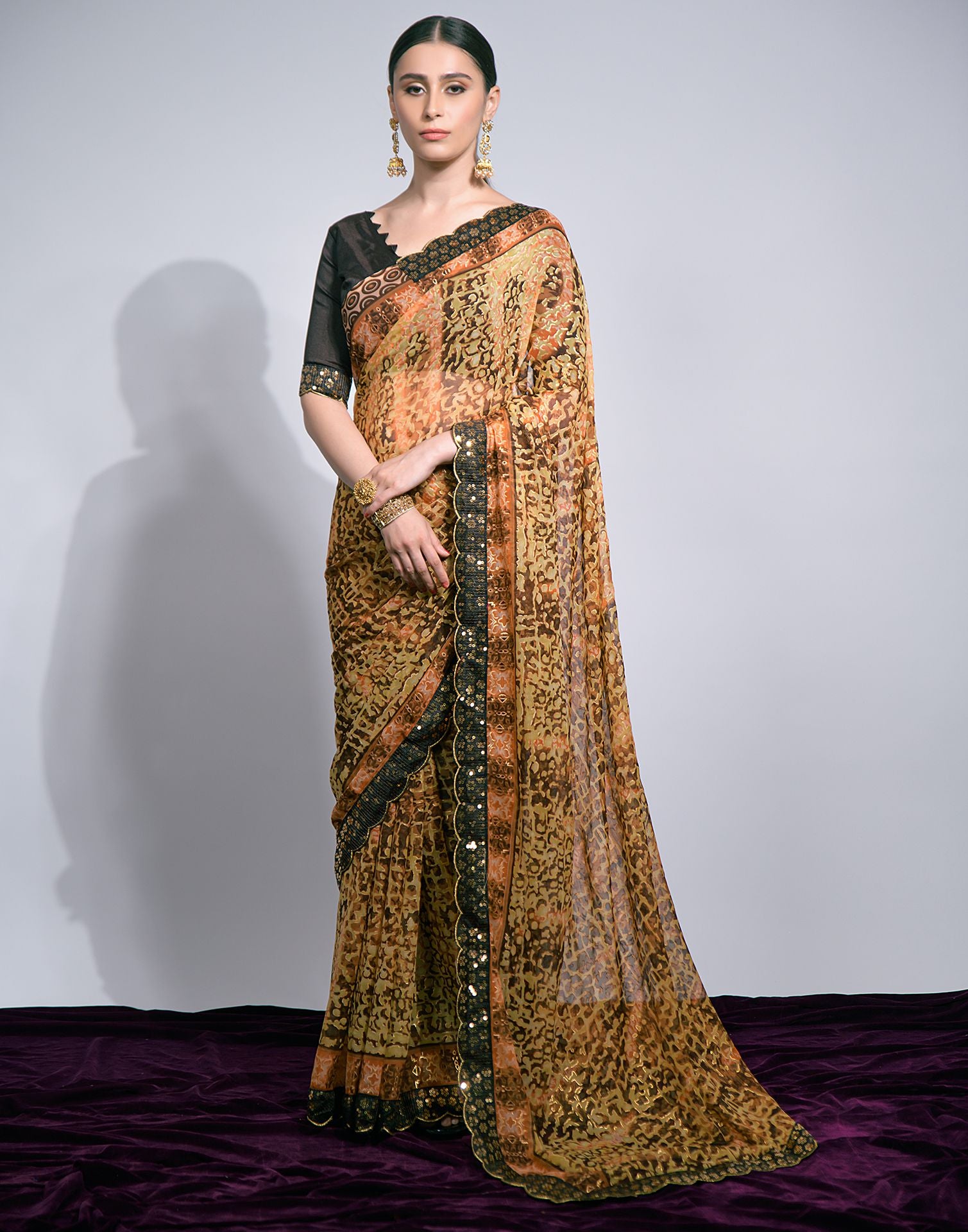 Party Wear Ladies Heavy Embroidered Chiffon Saree, With blouse piece, 6.3 m  at Rs 1100 in Surat
