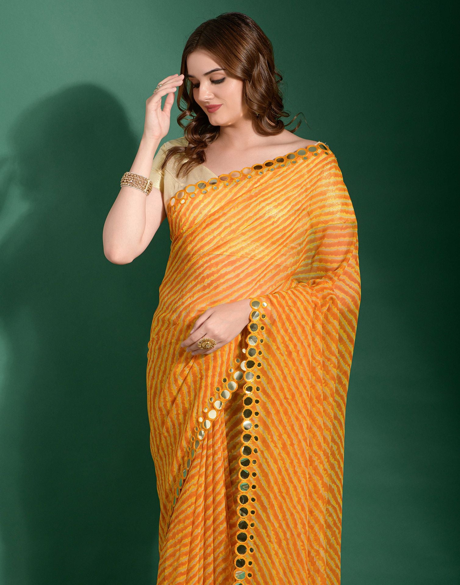 Yellow Organza Silk Sari jacquard With heavy Silver Zari Peacock Saree  Blouse | eBay
