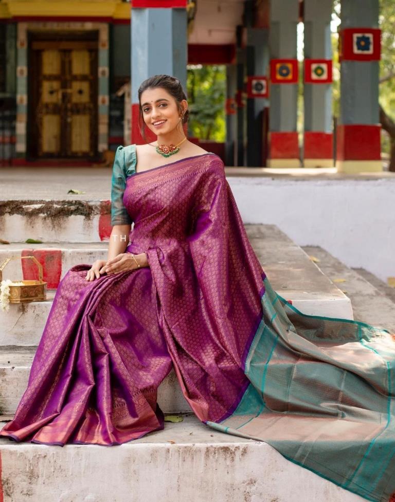 Ga - Pure kanjivaram silk saree Pastel shade of lavender with silver a –  Prashanti Sarees