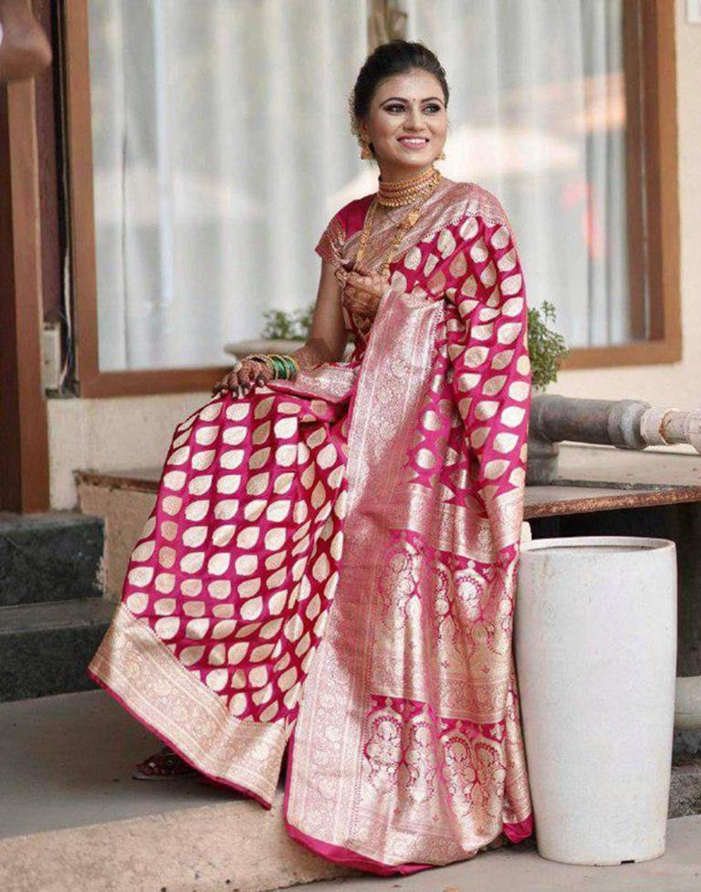 Pink Jacquard Banarasi Silk Saree