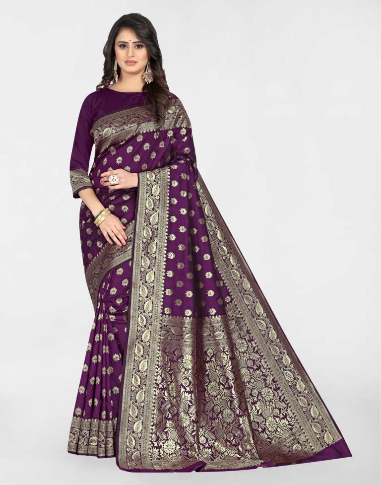 Purple Jacquard Banarasi Silk Saree