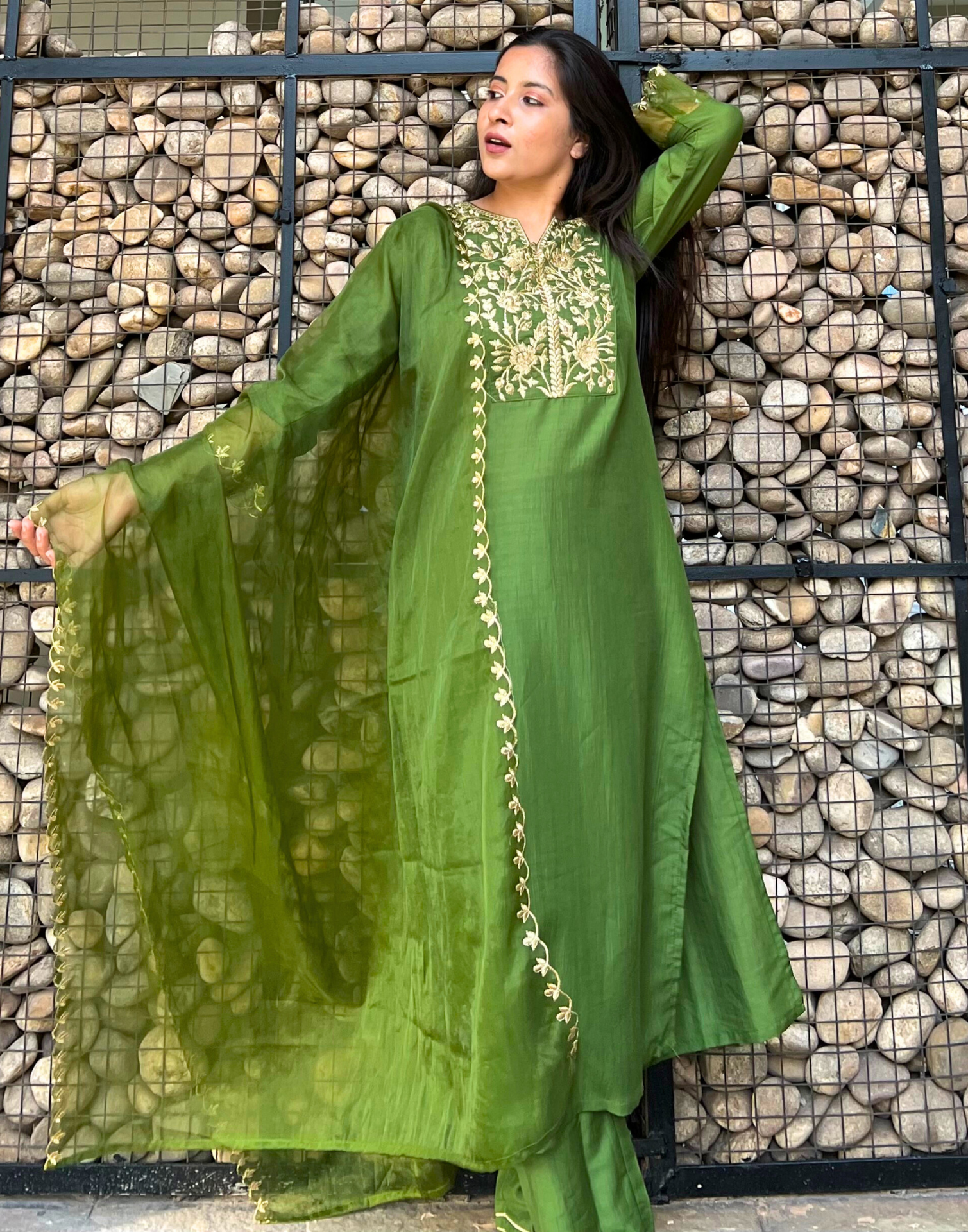 Cotton Embroidery Kurti In Green Colour  KR5412002