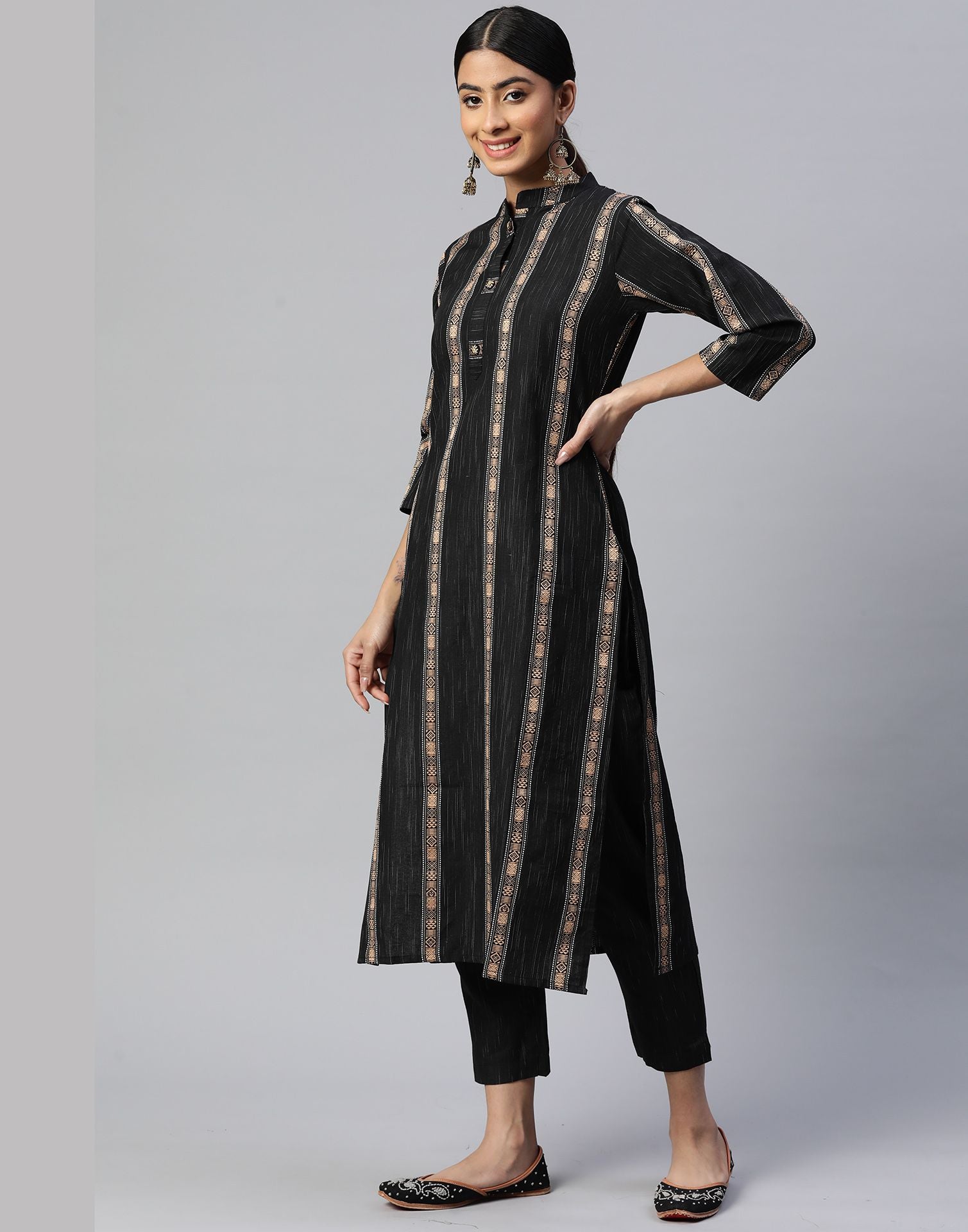 Indian Kurti for Womens With Pant | Art Silk Woven Kurta Partywear Kurtis  Dress For Women Tops Tunic Black at Amazon Women's Clothing store