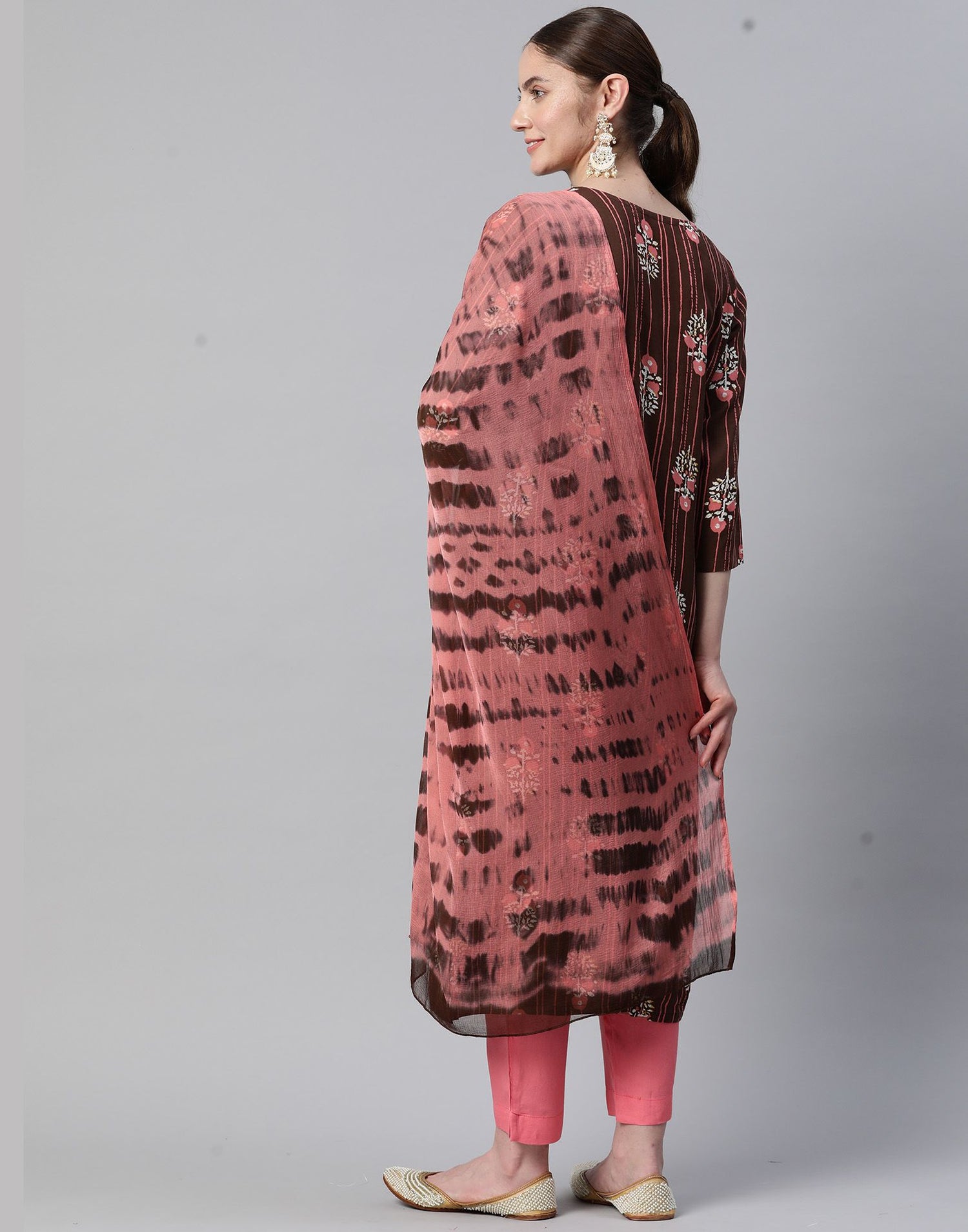 Brown Rayon Embroidery Straight Kurti With Pant And Dupatta | Leemboodi