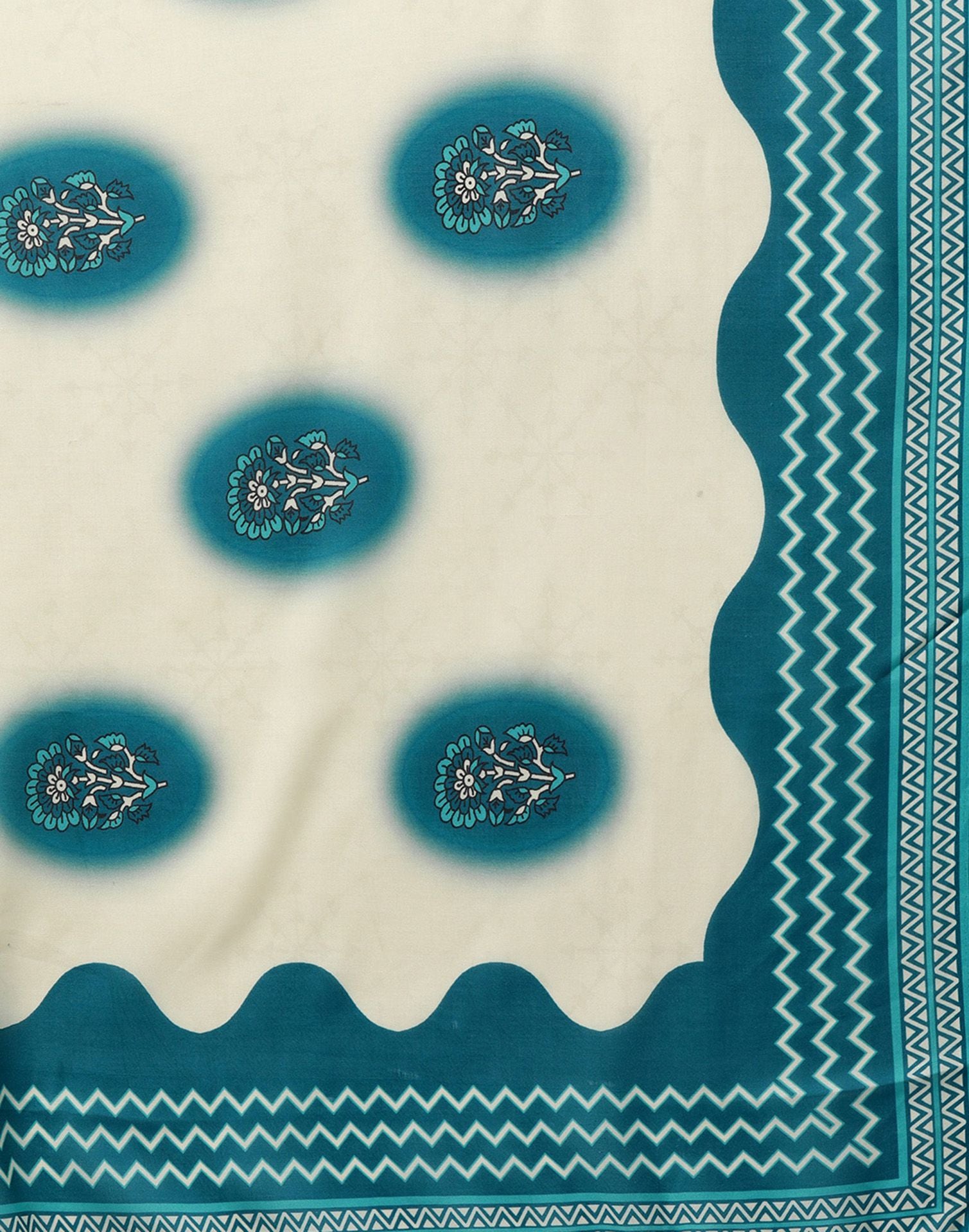 Aqua Blue Cotton Printed Straight Kurti With Pant And Dupatta | Leemboodi