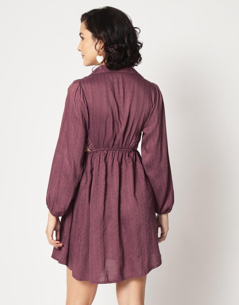 Maroon Viscose Printed Flared Dress | Leemboodi