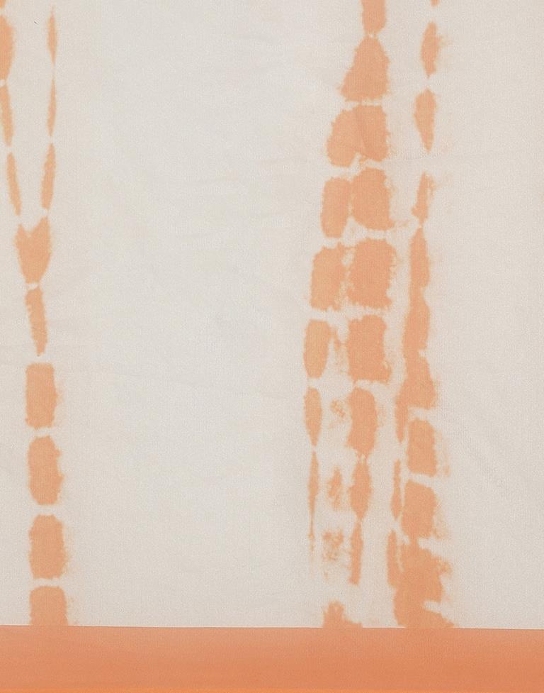 White Organza Printed Saree With Tassel | Leemboodi