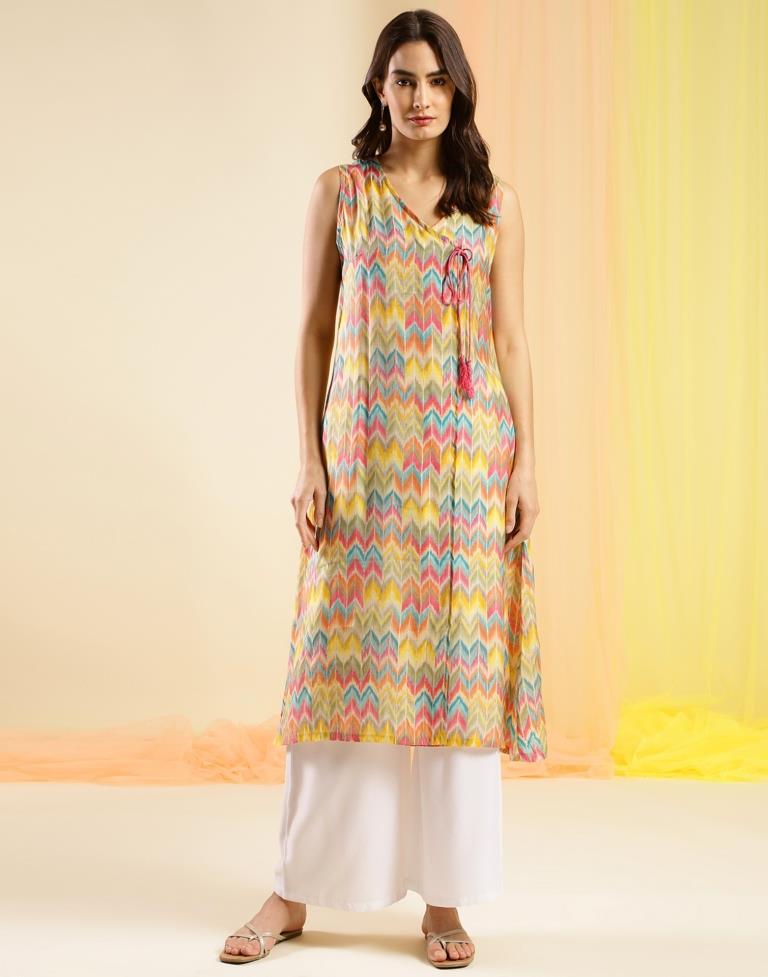 Multicoloured Printed A-Line Dress | Leemboodi