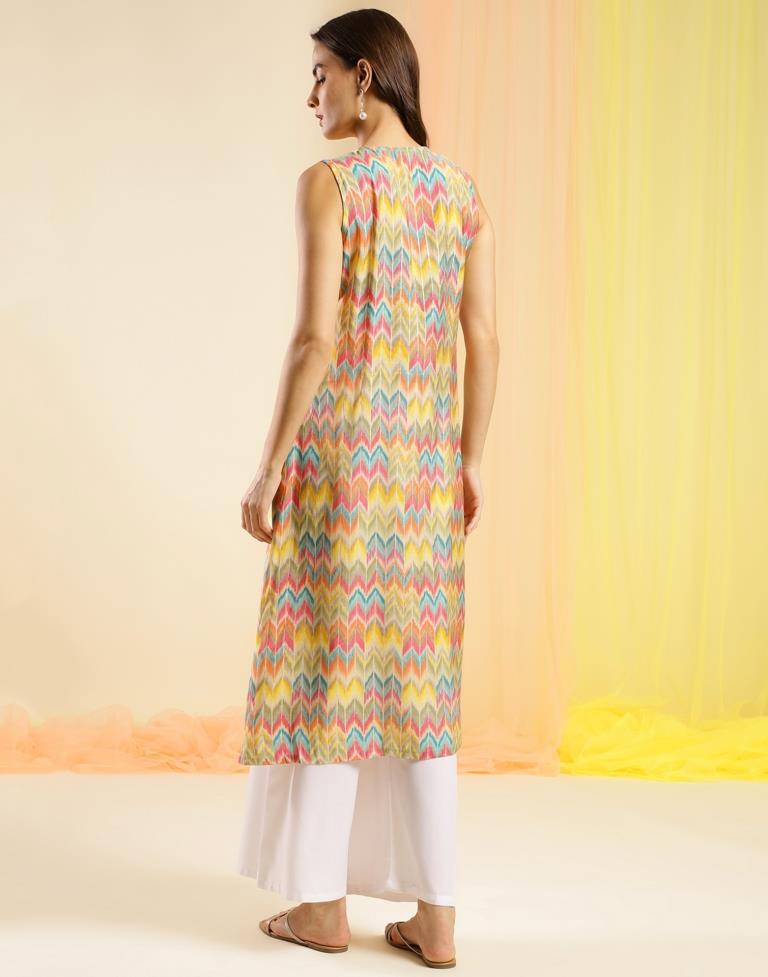 Multicoloured Printed A-Line Dress | Leemboodi