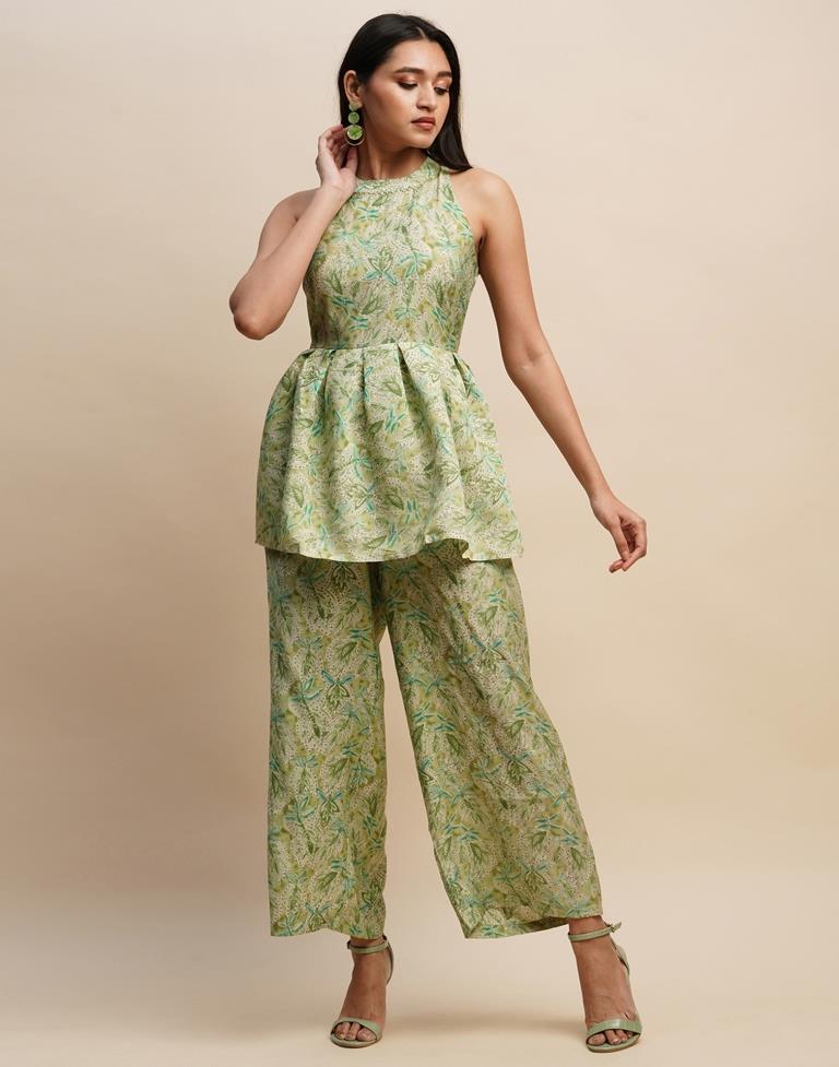 Green Printed Co-ord Set | Leemboodi