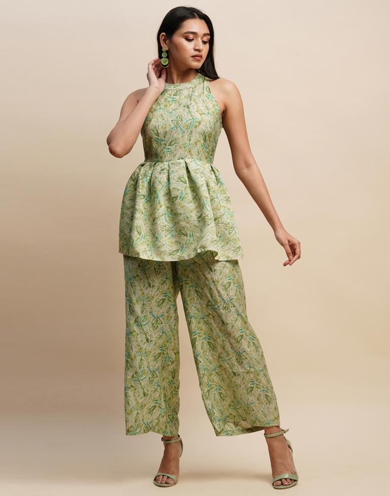 Green Printed Co-ord Set | Leemboodi