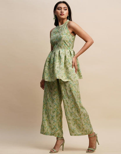 Green Printed Co-ord Set | Leemboodi