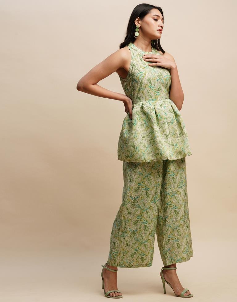 Green Printed Co-ord Set | Leemboodi