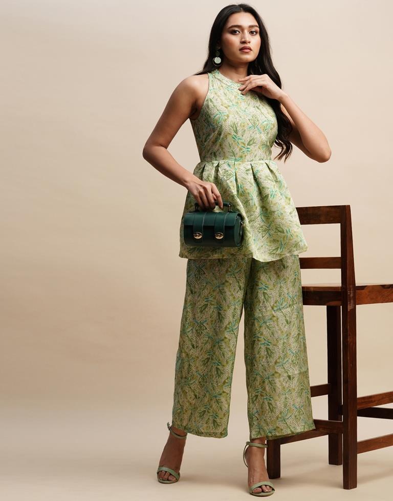 Green Printed Co-ord Set | Leemboodi