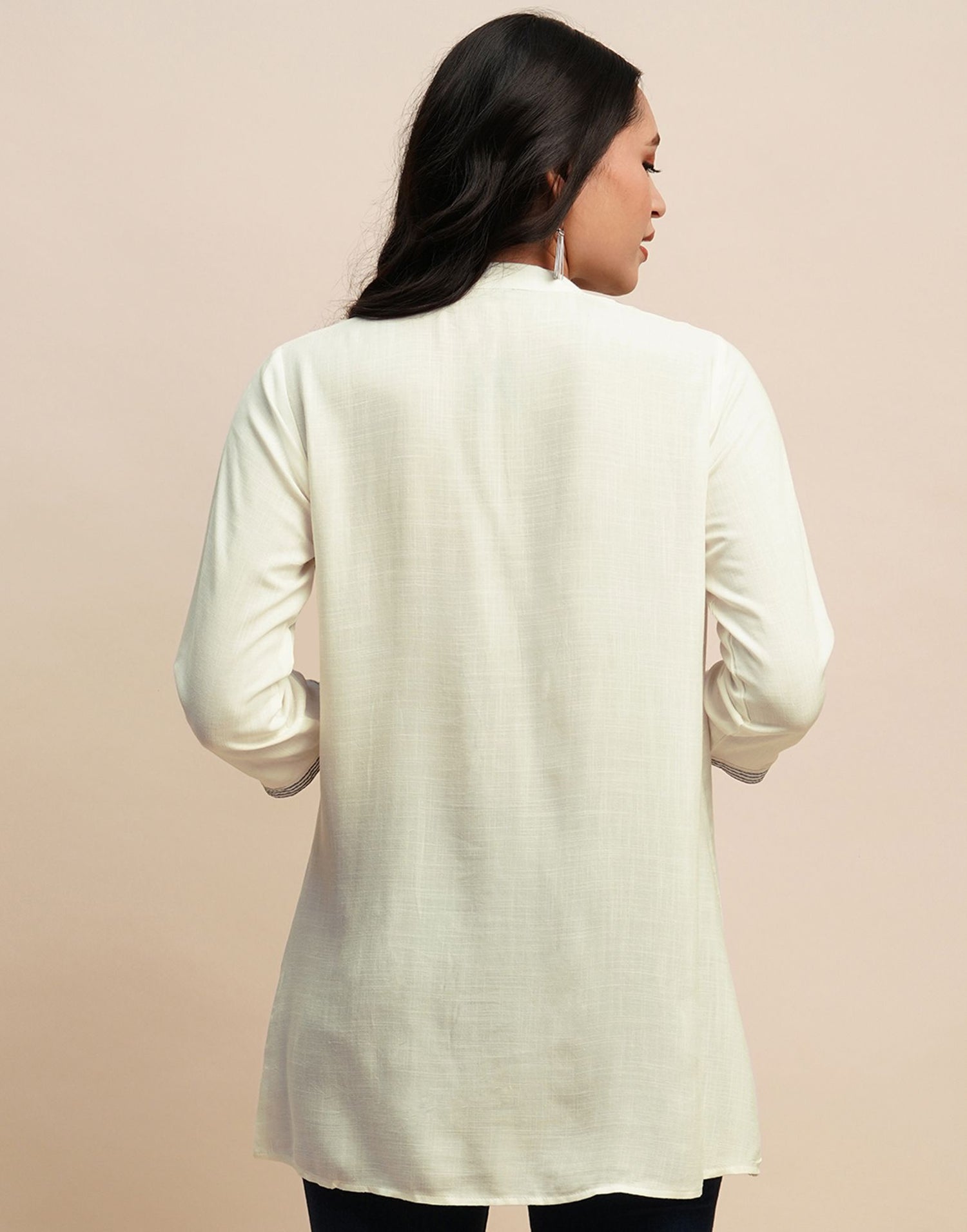Cream Embroidery Tunic Top | Leemboodi
