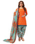 Beautiful Red Orange Printed Unstitched Salwar Suit | Leemboodi
