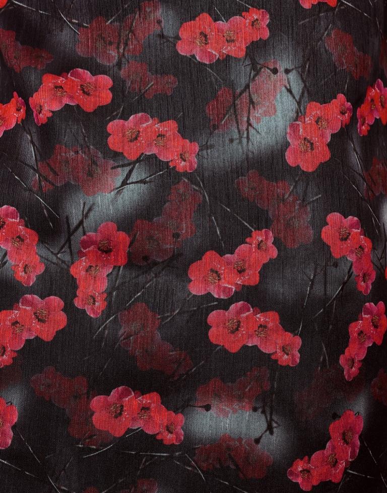 Stupendous Black Coloured Bhagalpuri Silk Digital Floral Printed Casual Wear Lehenga | Leemboodi