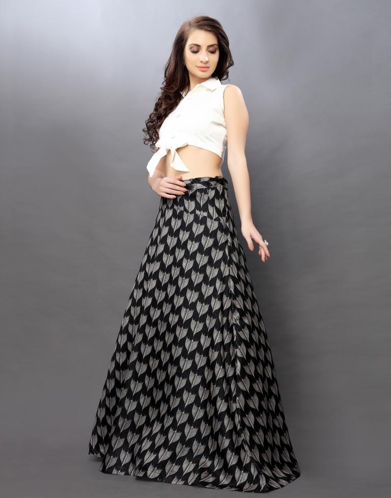 Mind Blowing Black Coloured Bhagalpuri Silk Digital Floral Printed Casual Wear Lehenga | Leemboodi