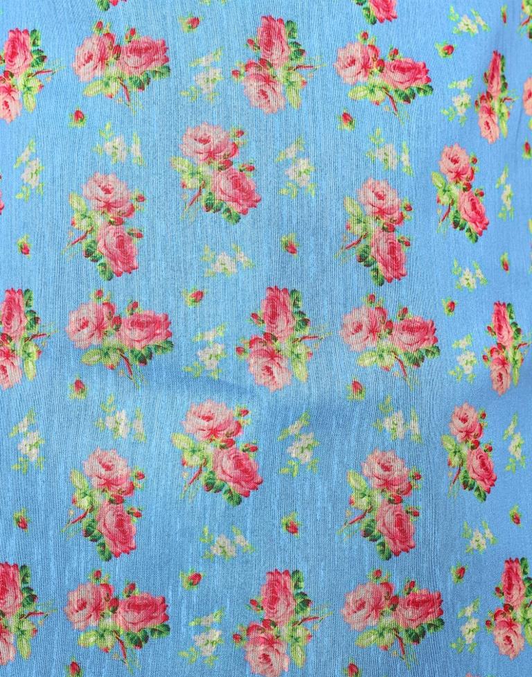 Stylish Sky Blue Coloured Bhagalpuri Silk Digital Floral Printed Casual Wear Lehenga | Leemboodi