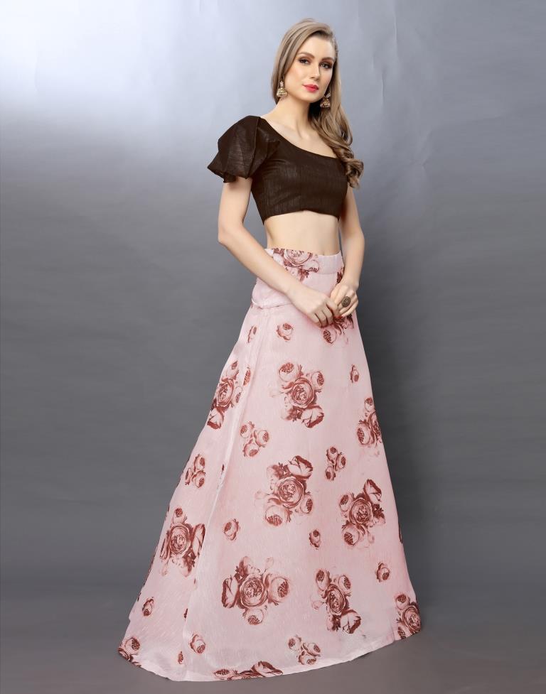 Peppy Pink Coloured Bhagal Puri Silk Digital Printed Casual Wear Lehenga | Leemboodi