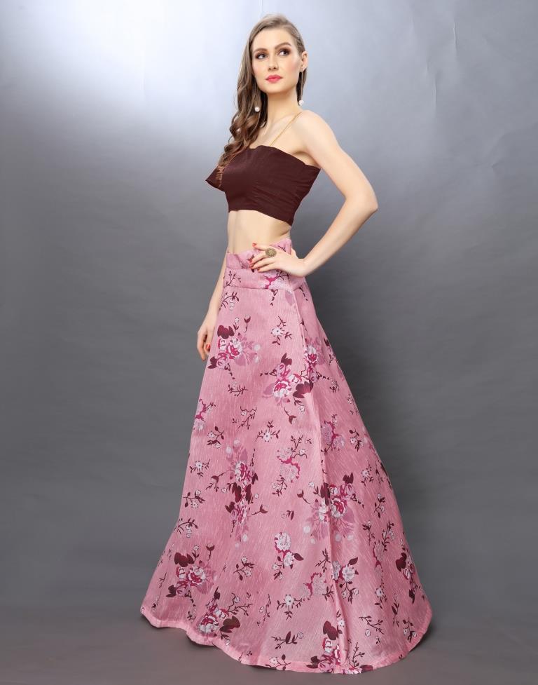 Graceful Pink Coloured Bhagal Puri Silk Digital Printed Casual Wear Lehenga | Leemboodi
