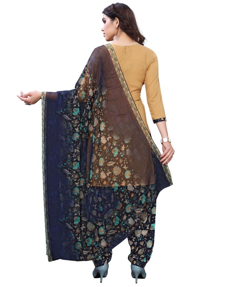 Graceful Beige Printed Unstitched Salwar Suit | Leemboodi