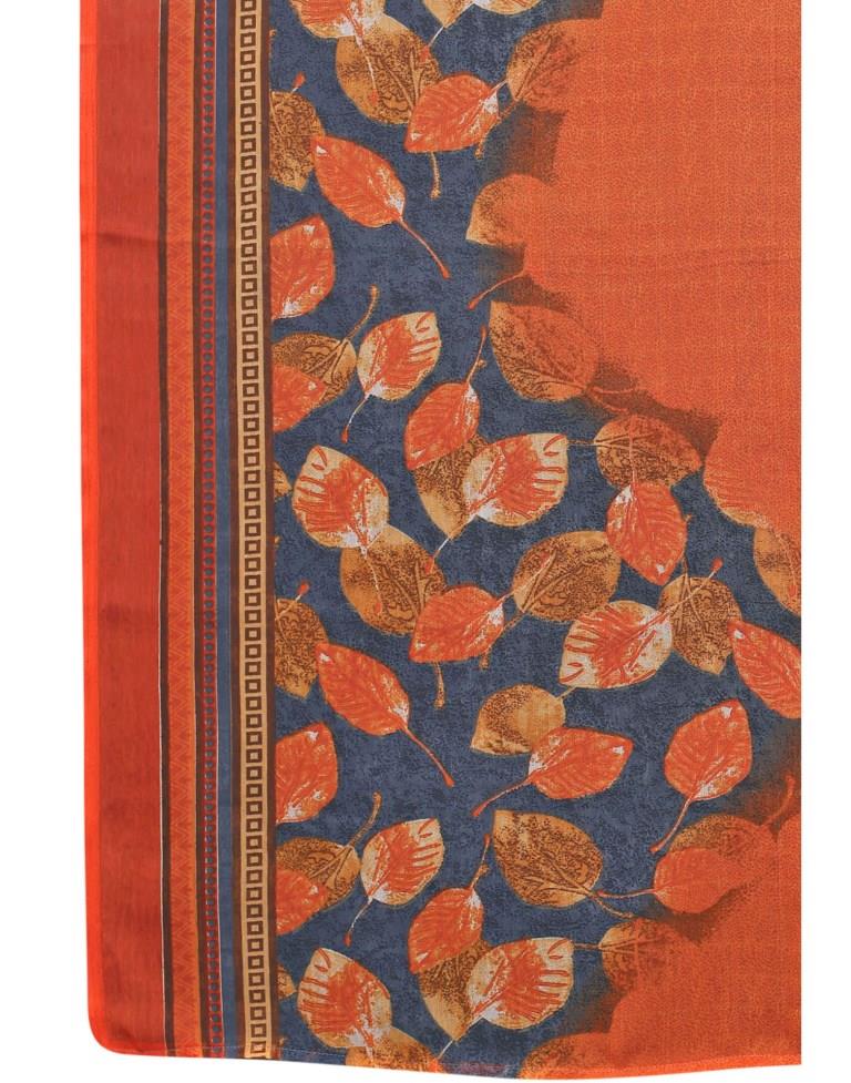 Stunning Orange Printed Unstitched Salwar Suit | Leemboodi