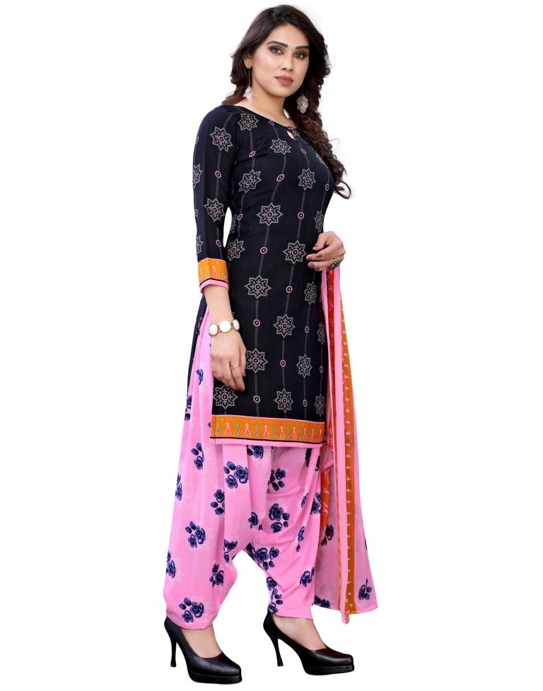 Ethnic Light Pink Printed Unstitched Salwar Suit | Leemboodi