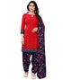 Engrossing Red Printed Unstitched Salwar Suit | Leemboodi