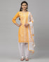 Dynamic Turmeric Yellow Cotton Embroidered Unstitched Salwar Suit | Leemboodi