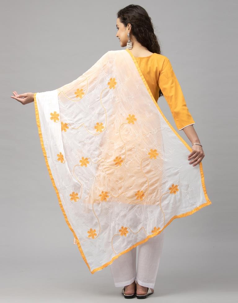Dynamic Turmeric Yellow Cotton Embroidered Unstitched Salwar Suit | Leemboodi