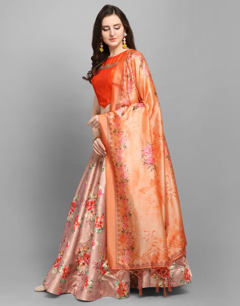 Royal Mauve Coloured Poly Silk Digital Printed Casual Wear Lehenga | Leemboodi