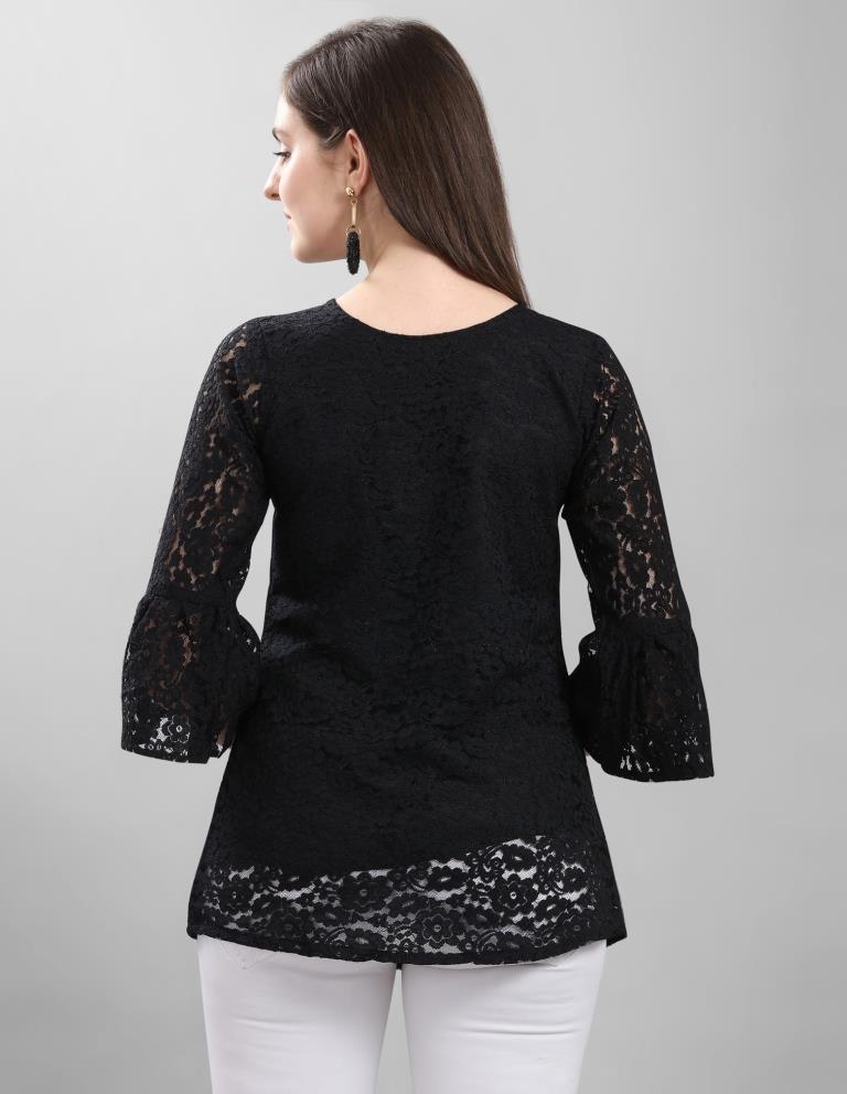 Graceful Black Coloured Net Russell Net Partywear Top | Leemboodi