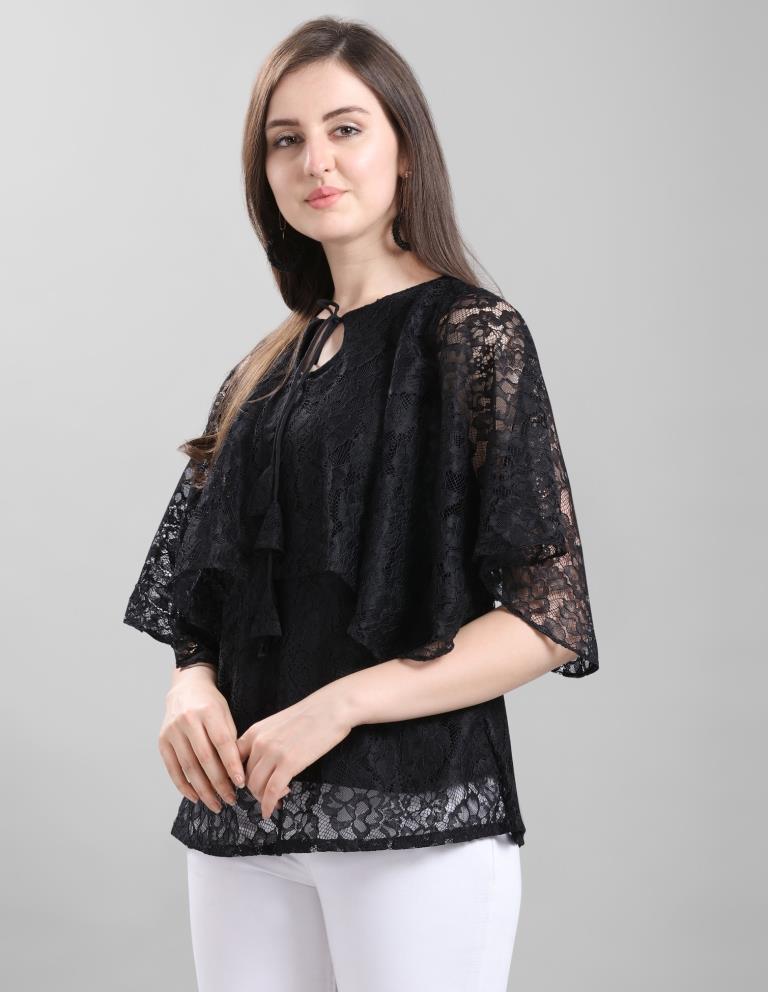 Beautiful Black Coloured Net Russell Net Partywear Top | Leemboodi