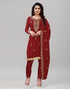 Enticing Maroon Georgette Embroidered Unstitched Salwar Suit | Leemboodi