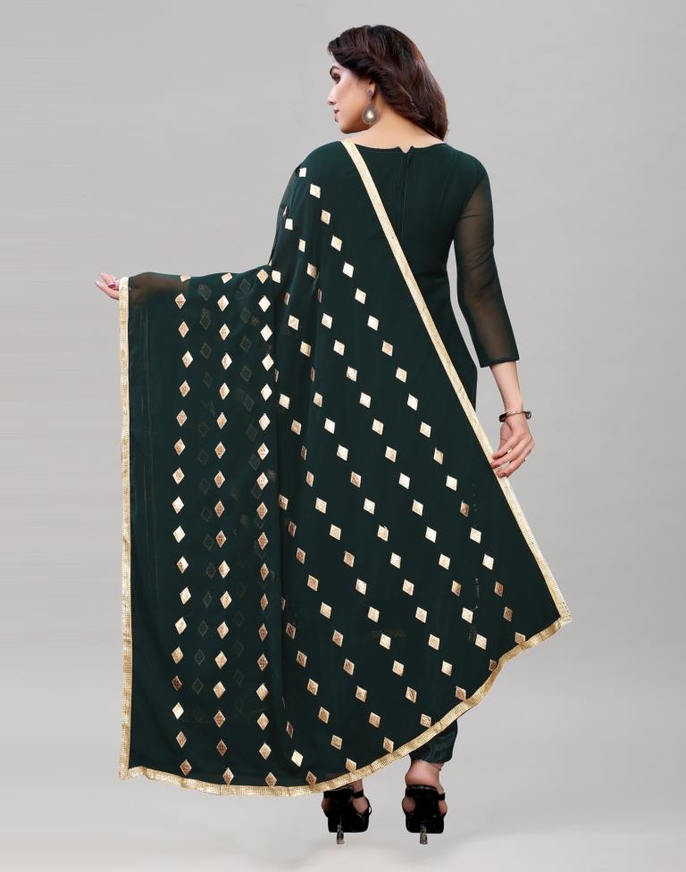 Amazing Dark Green Georgette Sequence Work Unstitched Salwar Suit | Leemboodi
