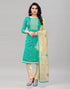 Applaudable Turquoise Blue Cotton Embroidered Unstitched Salwar Suit | Leemboodi