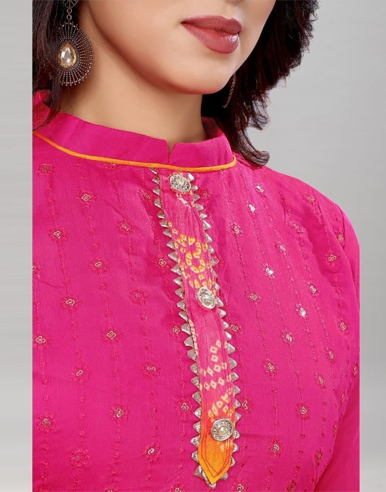 Imperial Pink Cotton Embroidered Unstitched Salwar Suit | Leemboodi