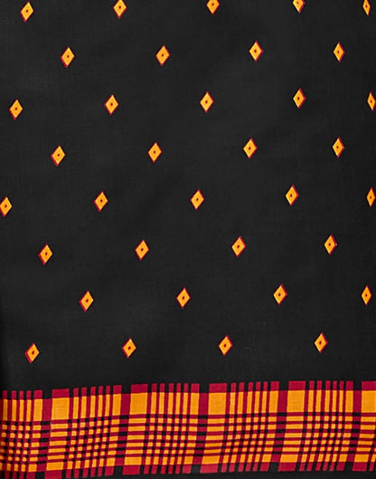 Valiant Black Cotton Printed Unstitched Salwar Suit | Leemboodi
